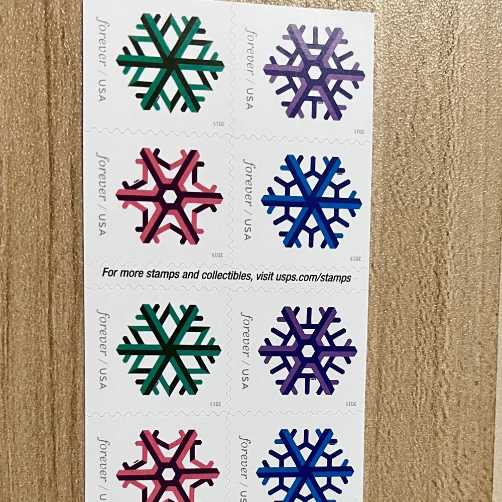 Unused geometric snowflake stamps （50 sheets 1000 pieces）